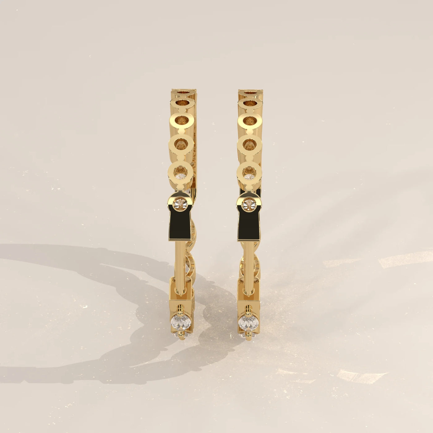 Side Profile: Marquise Diamond Hoop Earrings with Prong Setting in Yellow Gold – Lab Grown – Driona Jewels