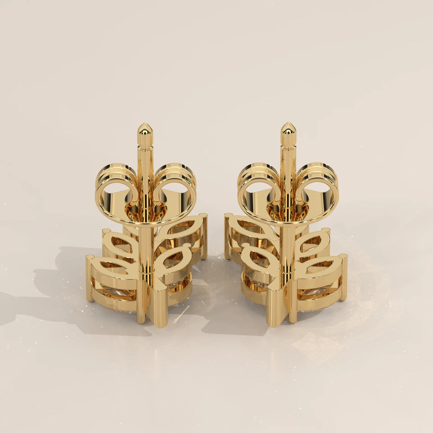 Side Profile: Marquise Diamond Stud Earrings with Cluster Setting in Yellow Gold – Lab Grown – Driona Jewels