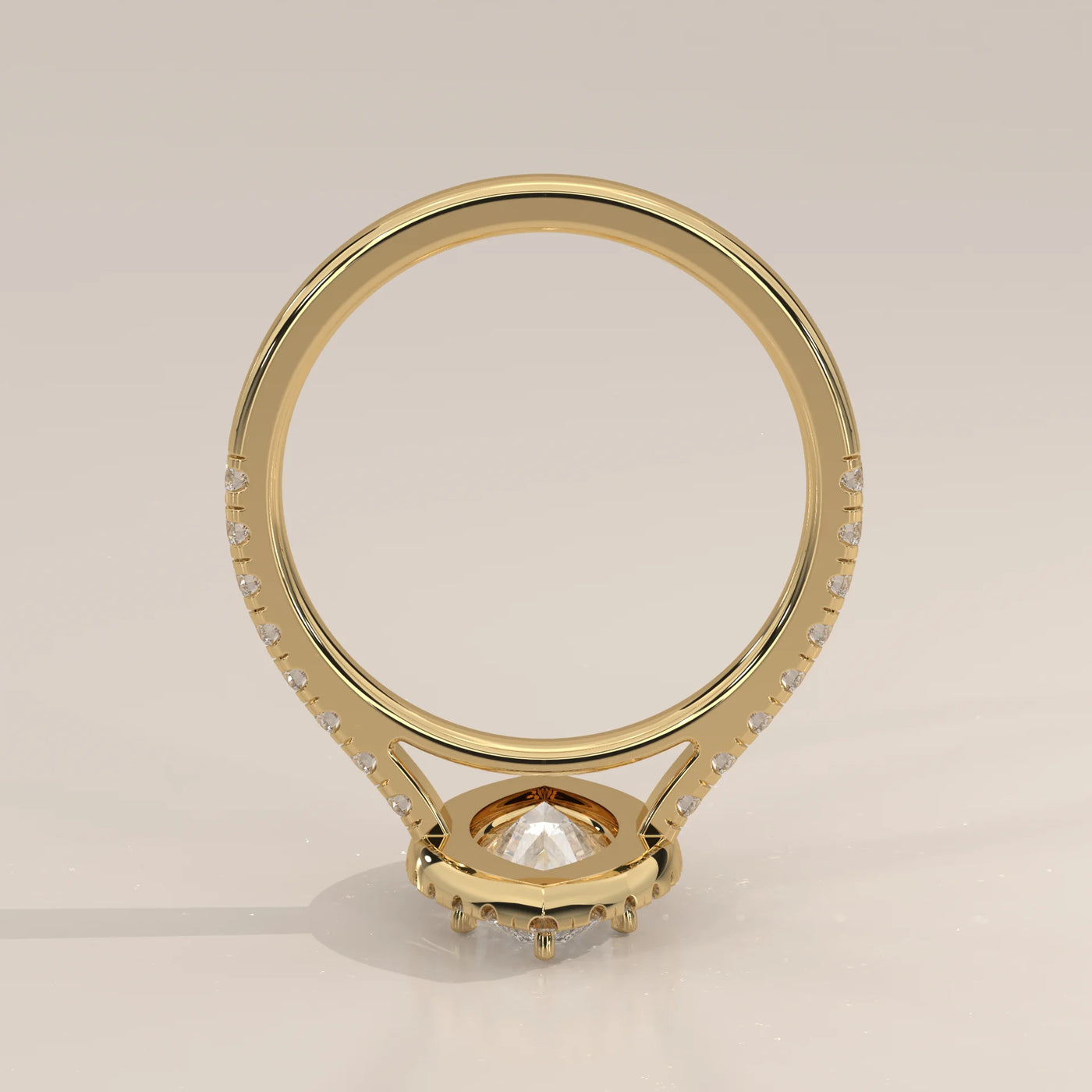 Front View: Marquise Diamond Ring with Halo Setting in Yellow Gold – Lab Grown – Driona Jewels