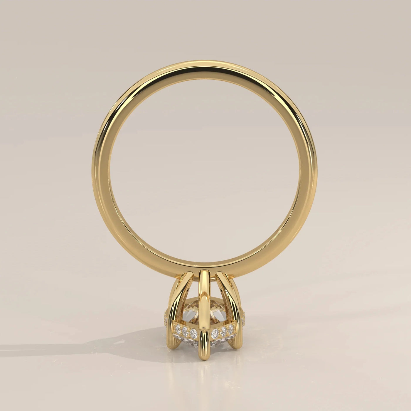 Side Profile: Marquise Diamond Ring with Hidden Halo Setting in Yellow Gold – Lab Grown – Driona Jewels