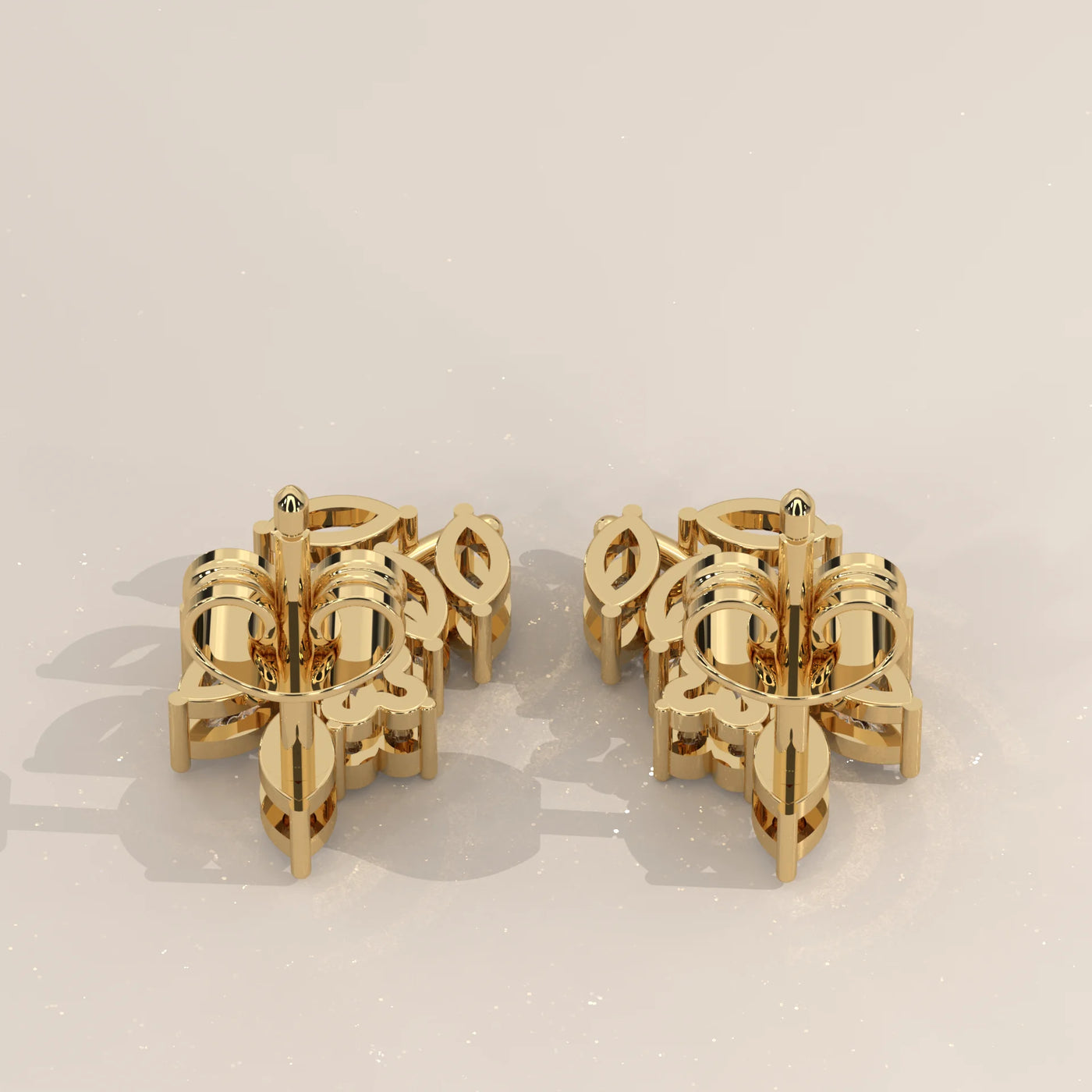 Side Profile: Marquise Diamond Stud Earrings with Prong Setting in Yellow Gold – Lab Grown – Driona Jewels