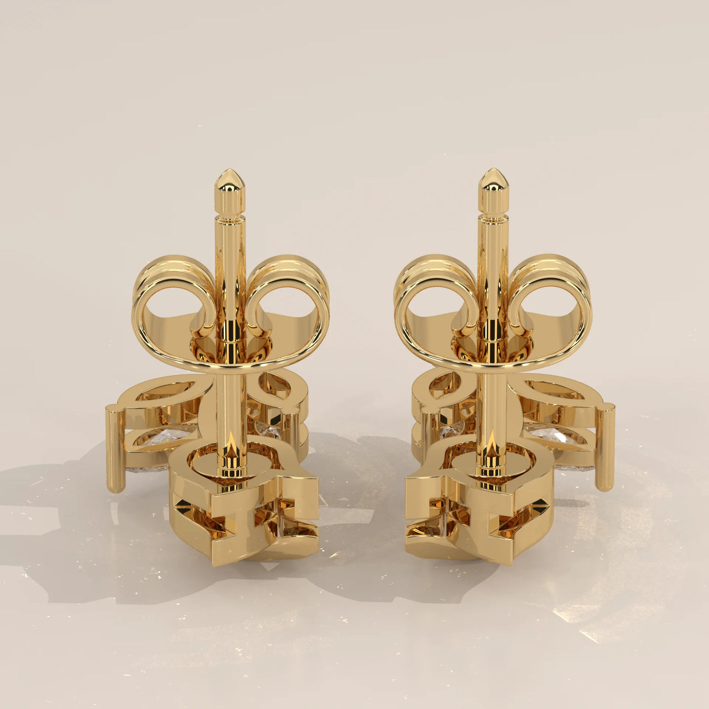 Side Profile: Marquise Diamond Ear Climber Earrings with Prong Setting in Yellow Gold – Lab Grown – Driona Jewels