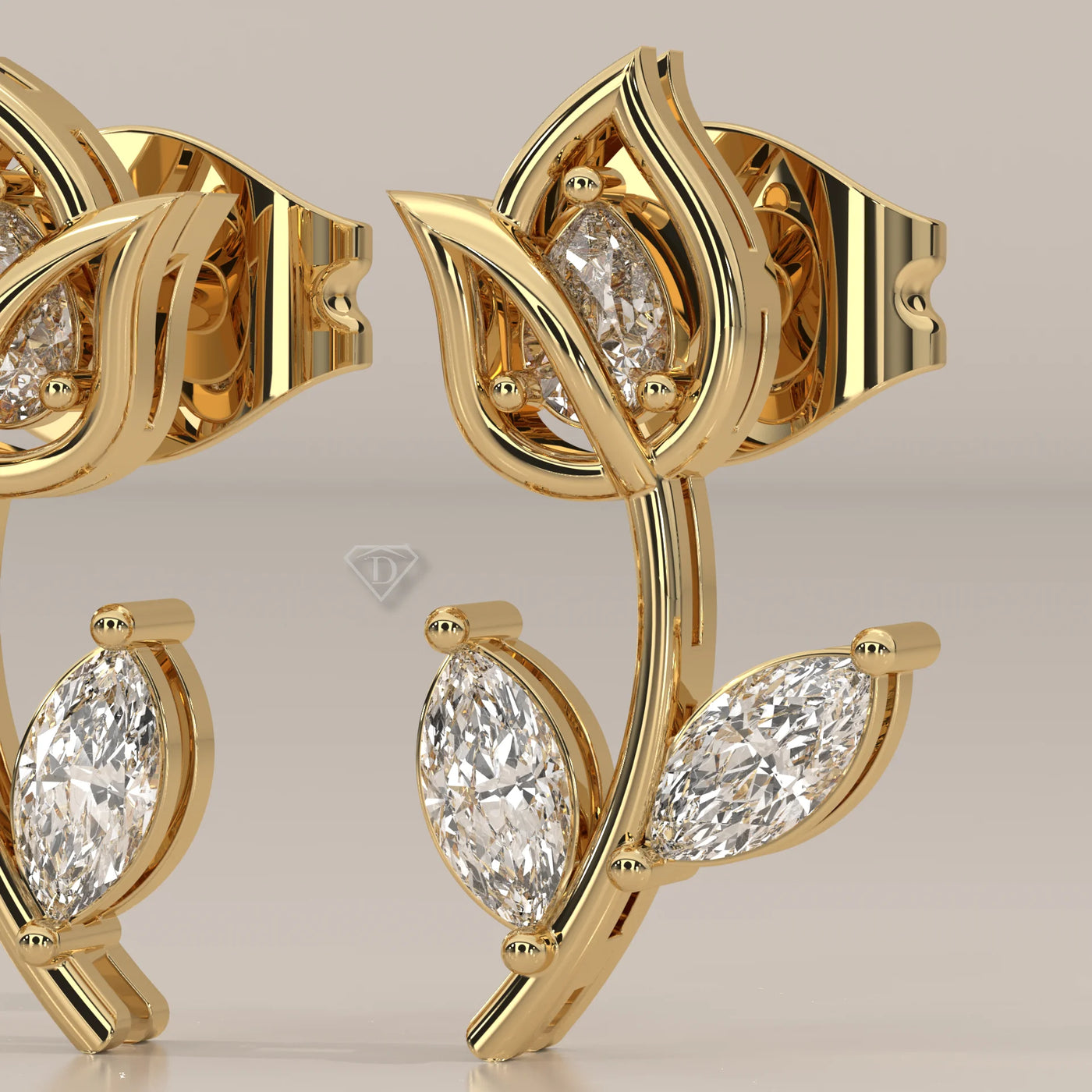 Stone Detail: Marquise Lab Grown Diamonds in Prong Setting – Yellow Gold – Driona Jewels