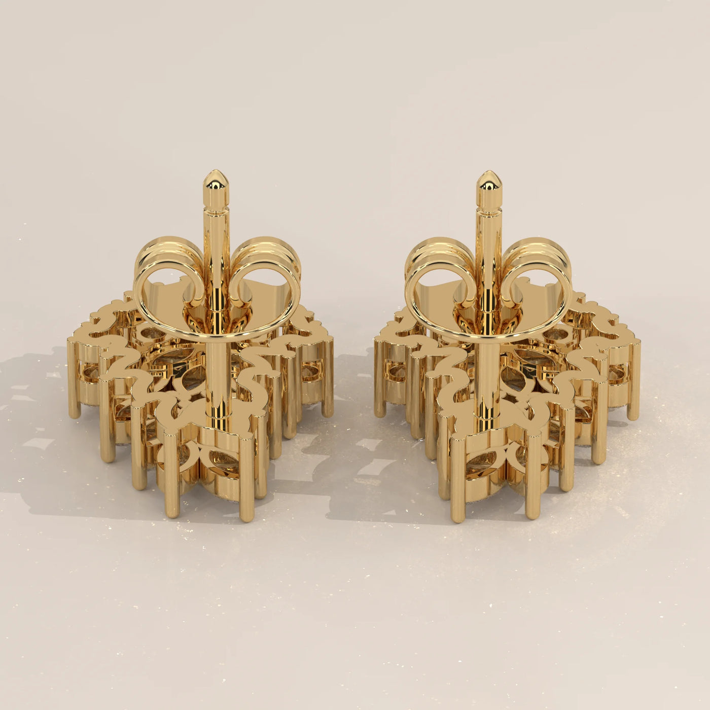 Side Profile: Marquise Diamond Stud Earrings with Cluster Setting in Yellow Gold – Lab Grown – Driona Jewels