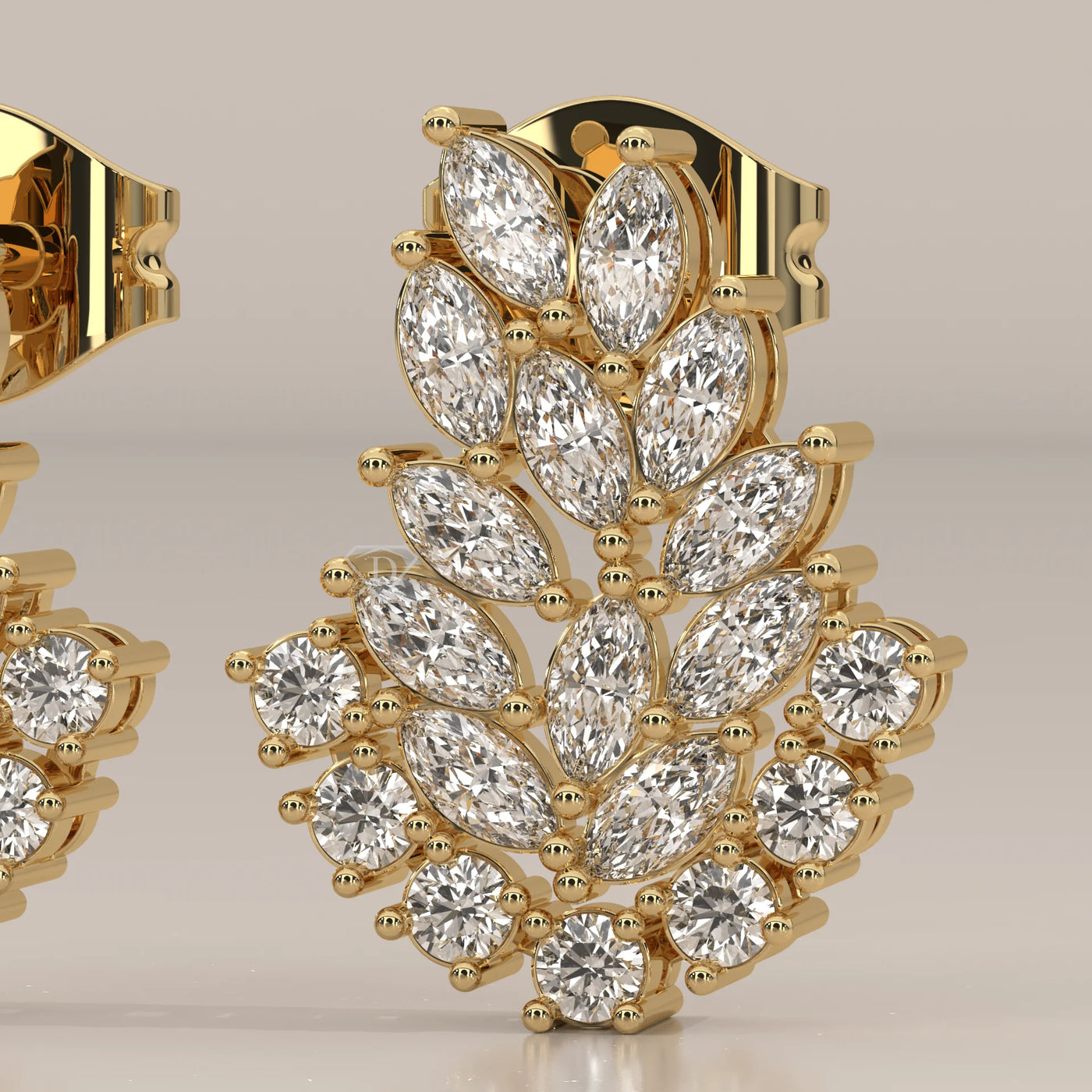 Stone Detail: Marquise Lab Grown Diamonds in Cluster Setting – Yellow Gold – Driona Jewels