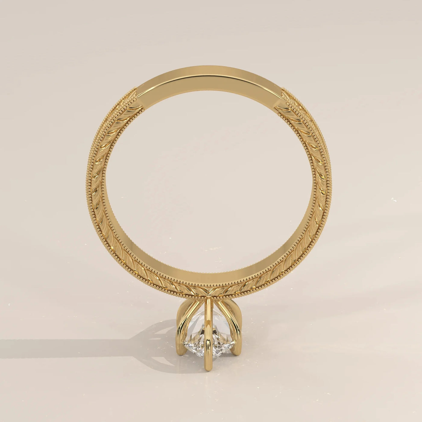Side Profile: Marquise Diamond Ring with Solitaire Setting in Yellow Gold – Lab Grown – Driona Jewels