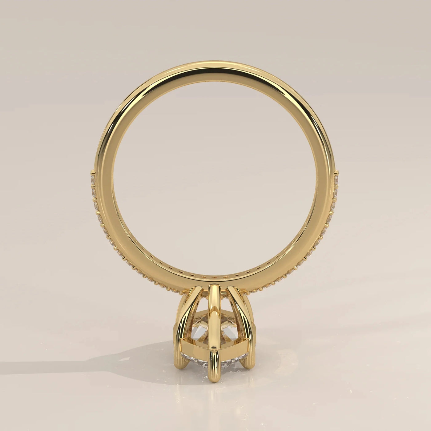 Side Profile: Marquise Diamond Engagement Ring with Pavé Setting in Yellow Gold – Lab Grown – Driona Jewels