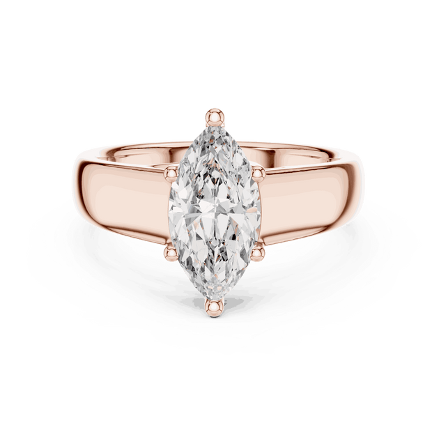Marquise Cut Solitaire Engagement Ring in 14K Gold Band