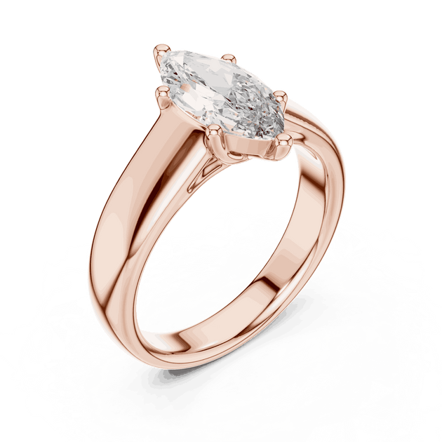Marquise Cut Solitaire Engagement Ring in 14K Gold Band