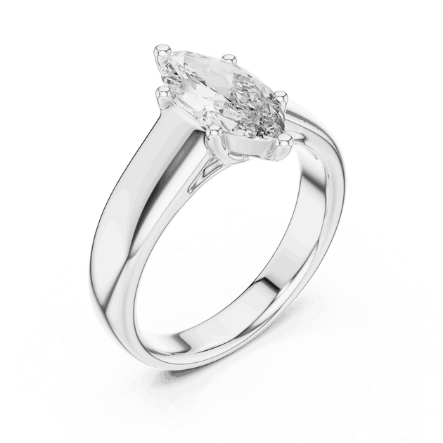 Marquise Cut Solitaire Engagement Ring in 14K Gold Band
