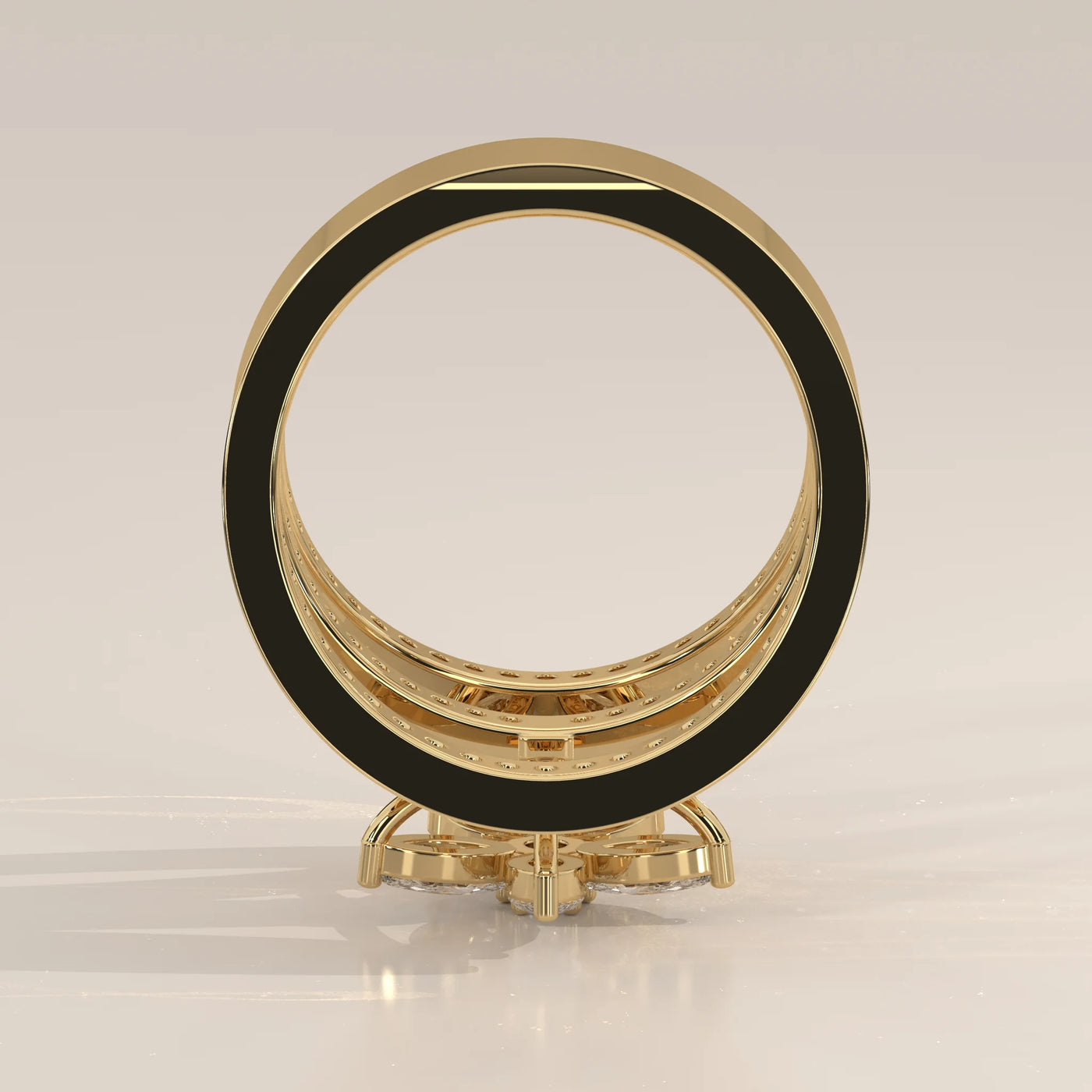 Front View: Marquise Diamond Ring with Cluster Setting in Yellow Gold – Lab Grown – Driona Jewels