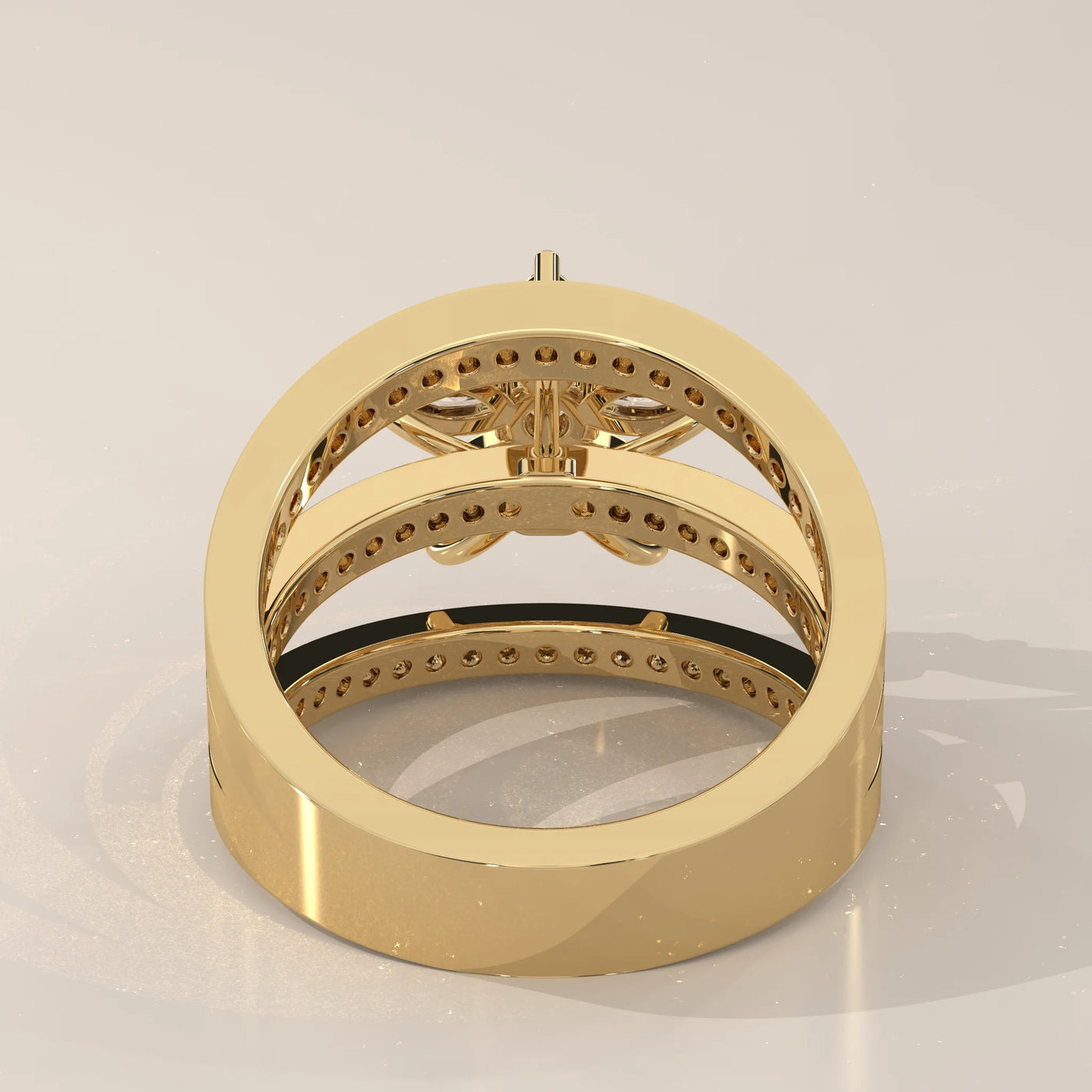 Top View: Marquise Diamond Ring with Cluster Setting in Yellow Gold – Lab Grown – Driona Jewels