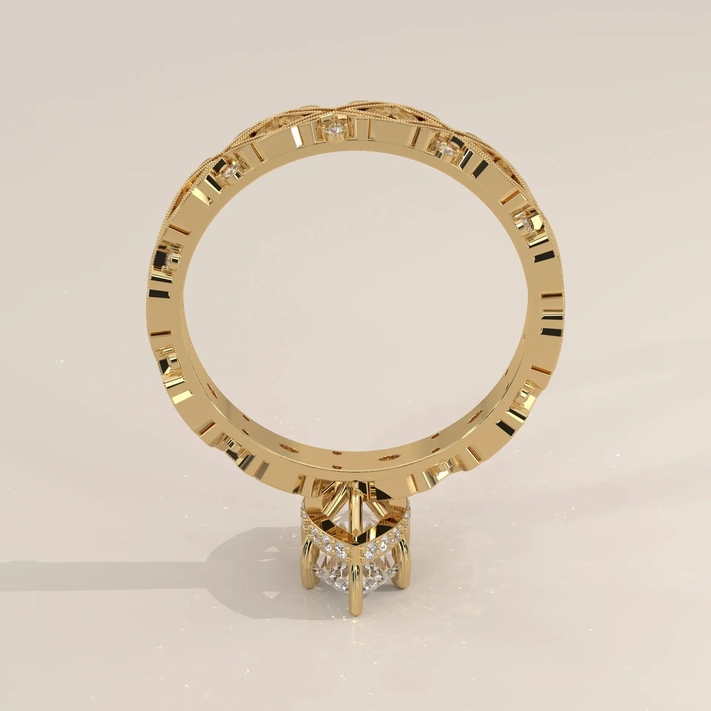 Side Profile: Marquise Diamond Ring with Solitaire Setting in Yellow Gold – Lab Grown – Driona Jewels