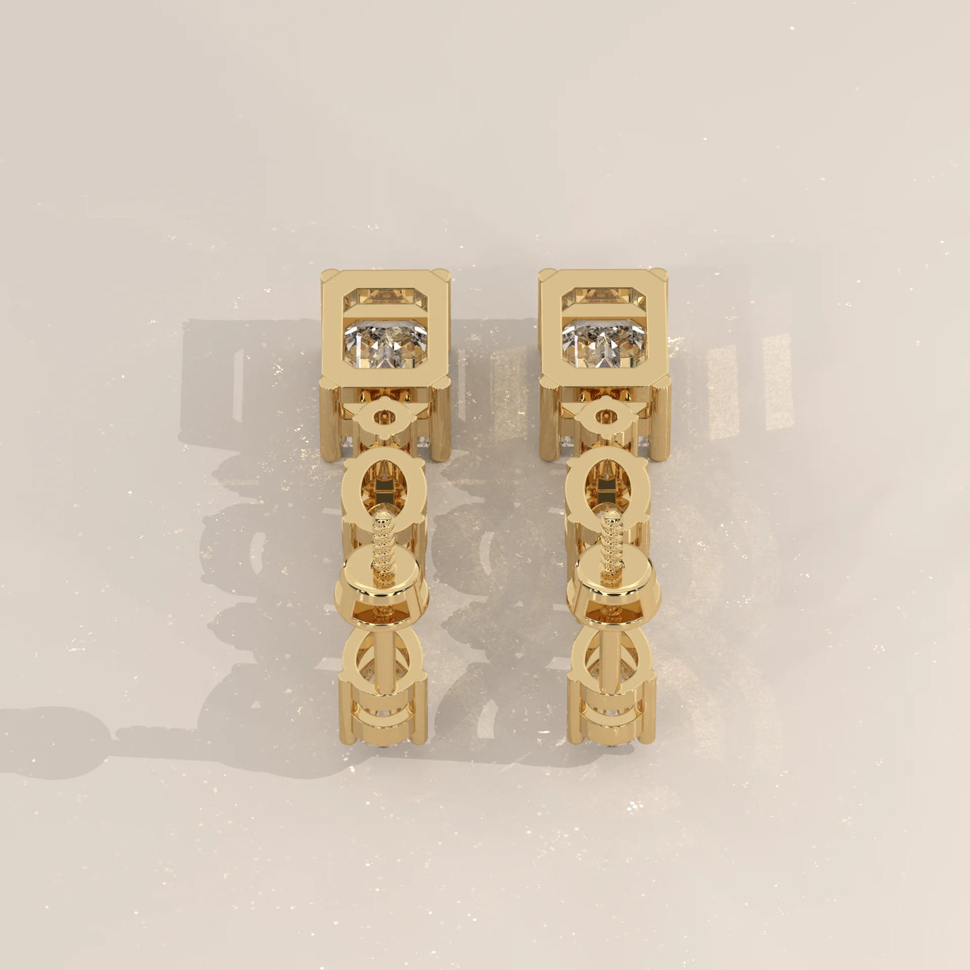 Side Profile: Round Diamond Drop Earrings with Prong Setting in Yellow Gold – Lab Grown – Driona Jewels