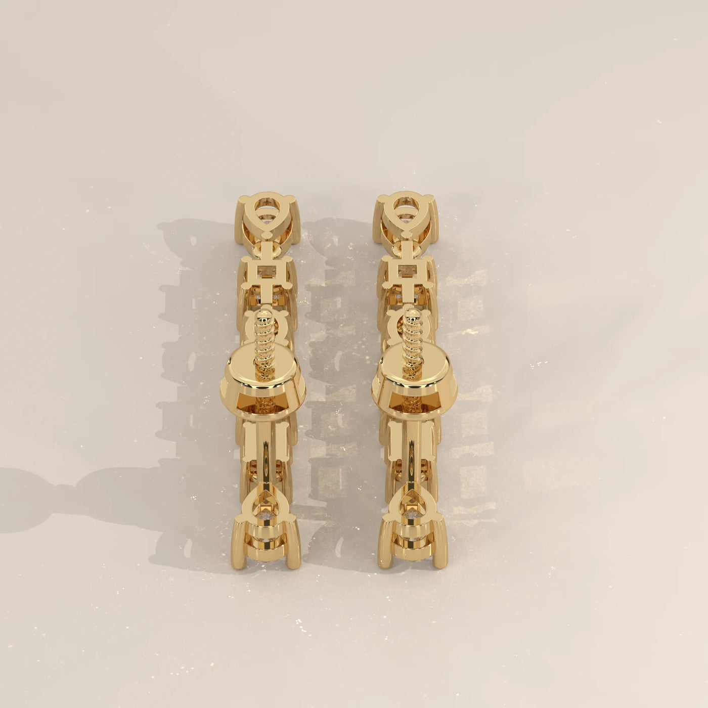 Side Profile: Round Diamond Drop Earrings with Prong Setting in Yellow Gold – Lab Grown – Driona Jewels