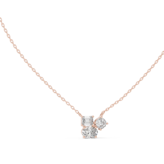 Front-view: Asscher Diamond Necklace with Bezel Setting in 14k Rose Gold - Lab Grown - Driona Jewels