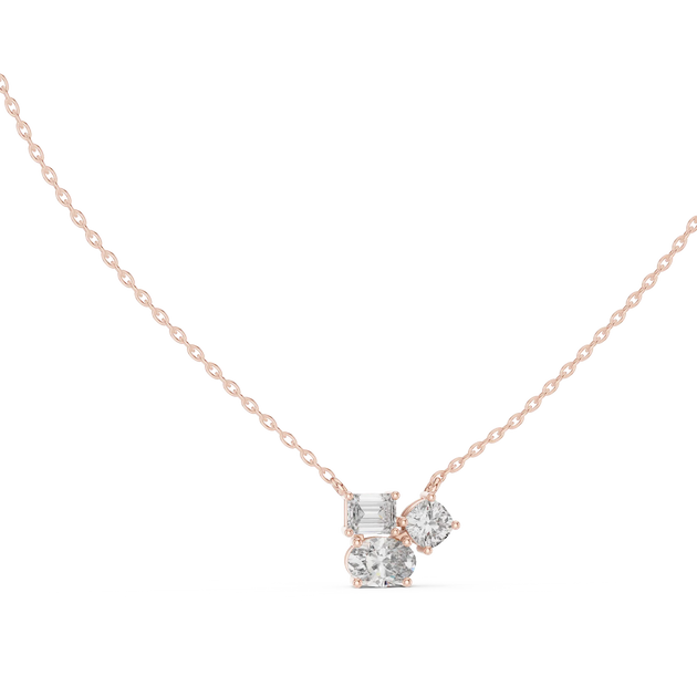 Front-view: Asscher Diamond Necklace with Bezel Setting in 14k Rose Gold - Lab Grown - Driona Jewels