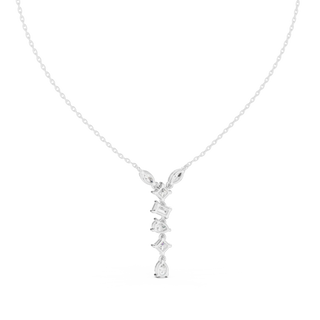 Front-View: Asscher Diamond Necklace with Pendant Setting in 14k White Gold - Lab Grown - Driona Jewels