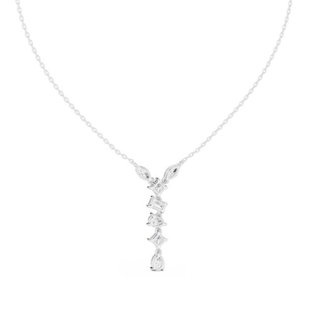 Front-View: Asscher Diamond Necklace with Pendant Setting in 14k White Gold - Lab Grown - Driona Jewels
