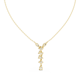 Front-View: Asscher Diamond Necklace with Pendant Setting in 14k Yellow Gold - Lab Grown - Driona Jewels
