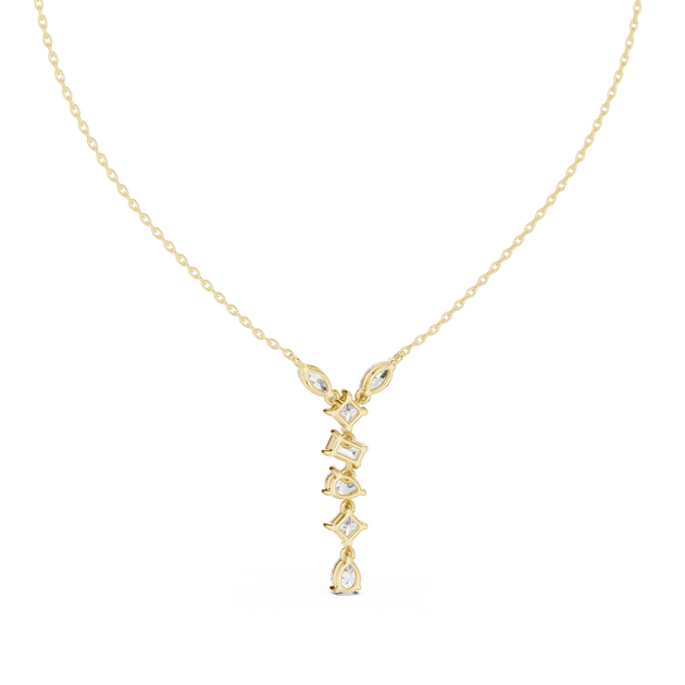 Front-View: Asscher Diamond Necklace with Pendant Setting in 14k Yellow Gold - Lab Grown - Driona Jewels