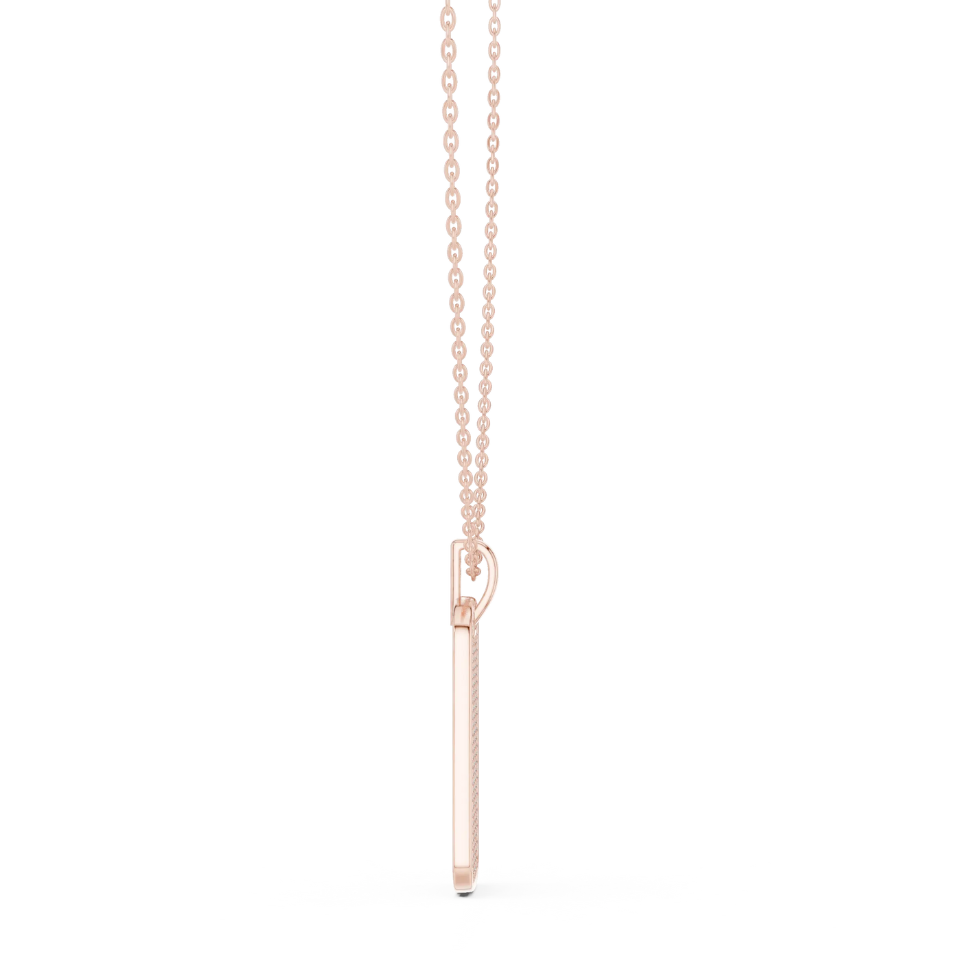 Front-View: Bar Diamond Necklace with Prong Setting in 14k Rose Gold - Lab Grown - Driona Jewels