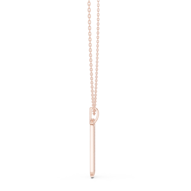 Front-View: Bar Diamond Necklace with Prong Setting in 14k Rose Gold - Lab Grown - Driona Jewels