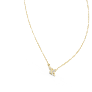 Front-View: Butterfly Diamond Necklace with Pendant Setting in 14k Gold - Lab Grown - Driona Jewels
