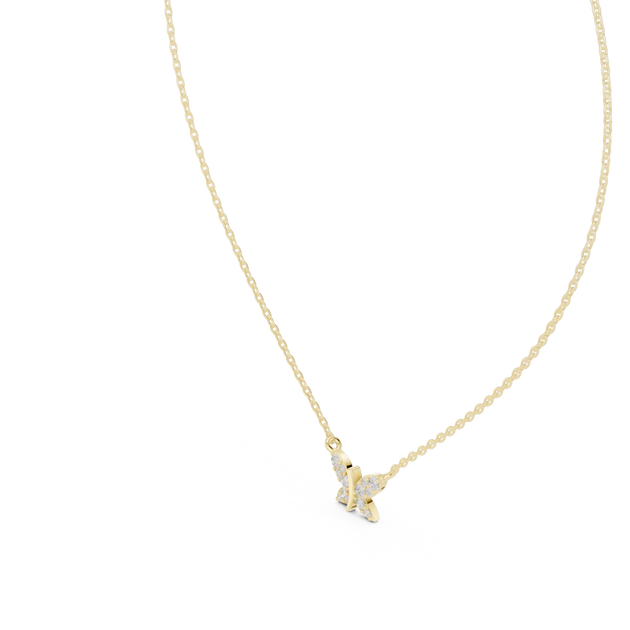 Front-View: Butterfly Diamond Necklace with Pendant Setting in 14k Gold - Lab Grown - Driona Jewels