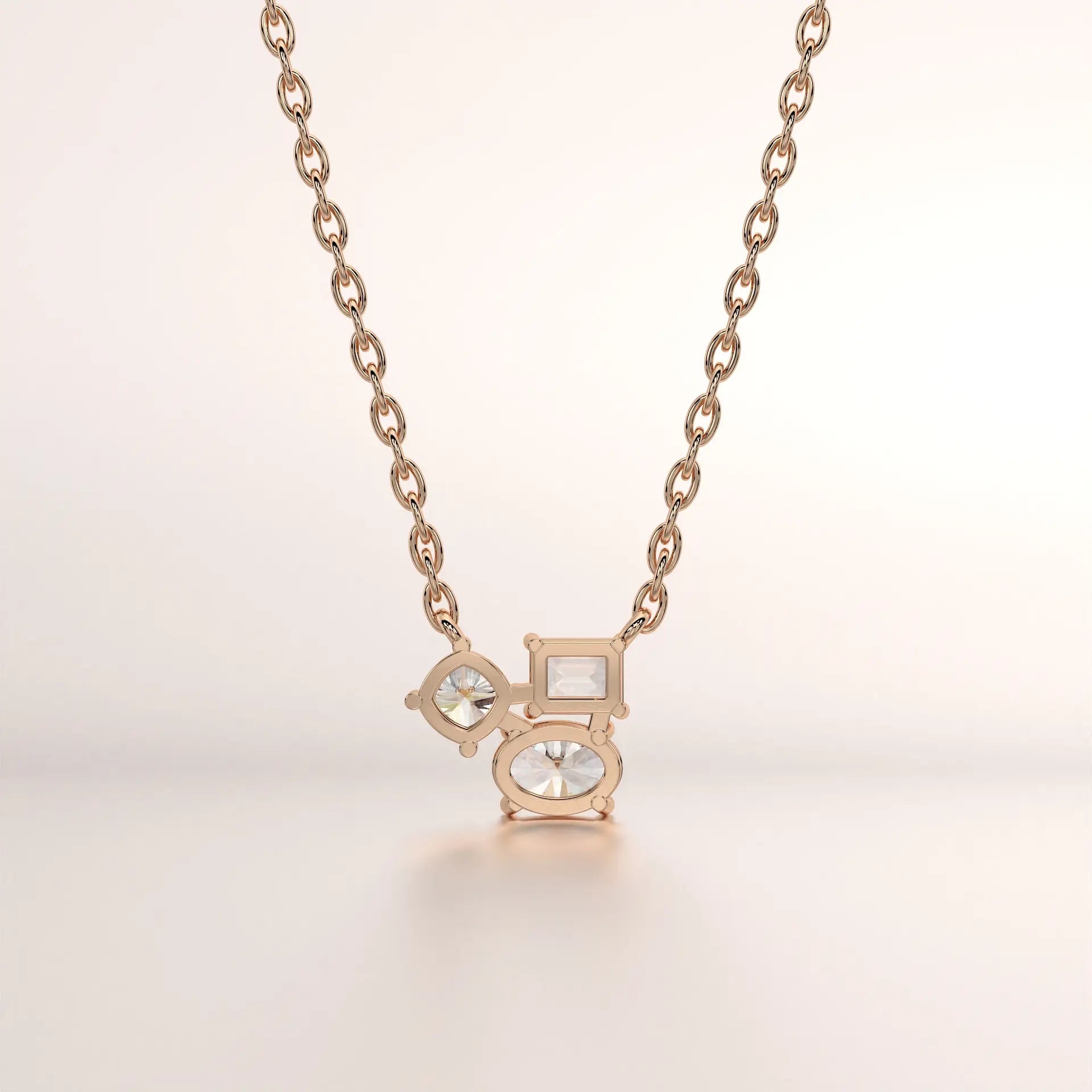 necklace diamond diamond rose gold 18k front