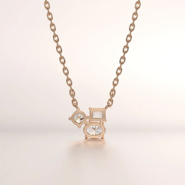 necklace diamond diamond rose gold 18k front