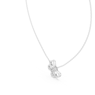 Front-View: Flower Cut Diamond Necklace with Prong Setting in 14k White Gold - Lab Grown - Driona Jewels