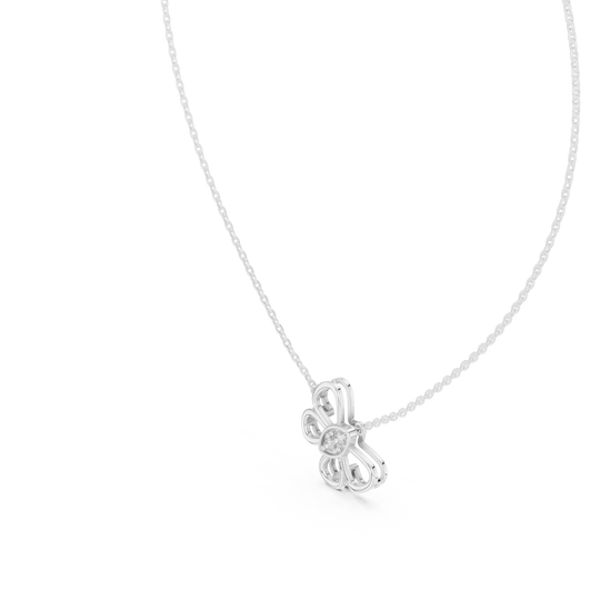 Front-View: Flower Cut Diamond Necklace with Prong Setting in 14k White Gold - Lab Grown - Driona Jewels