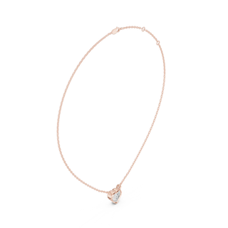 Front-View: Heart Cut Diamond Necklace with Bezel Setting in 14k Rose Gold - Lab Grown - Driona Jewels