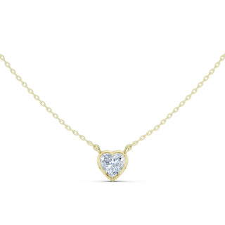 Front-View: Heart Diamond Necklace with Bezel Setting in 14k Yellow Gold - Lab Grown - Driona Jewels