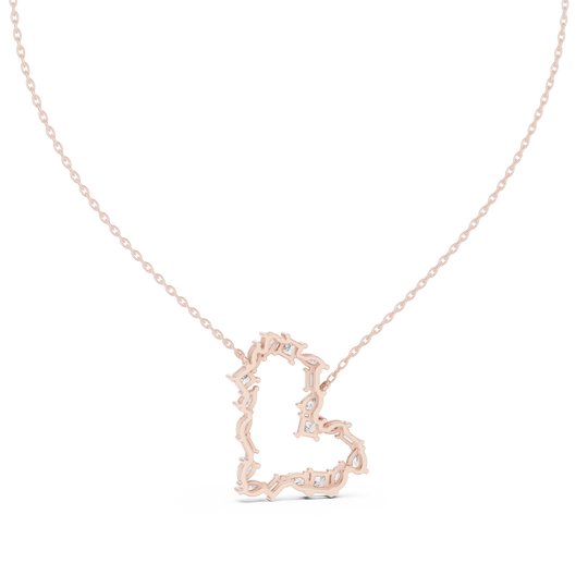 Driona Jewels Heart Pendant Necklace – 14K Gold Baguette Moissanite