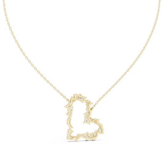 Driona Jewels Heart Pendant Necklace – 14K Gold Baguette Moissanite