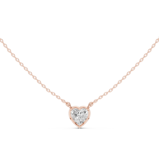 Front-View: Heart Diamond Pendant with Pendant Setting in 14k Rose Gold - Lab Grown - Driona Jewels