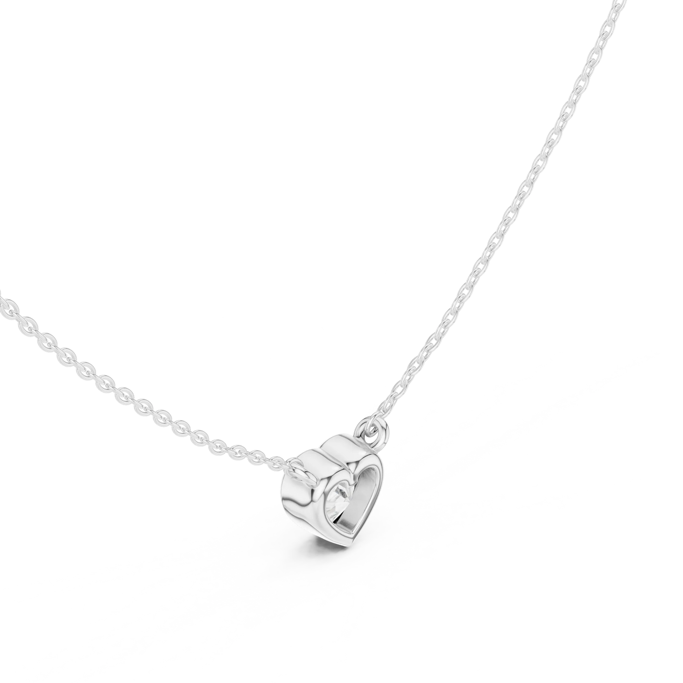 Front-View: Heart Diamond Necklace with Pendant Setting in 925 Silver - Lab Grown - Driona Jewels