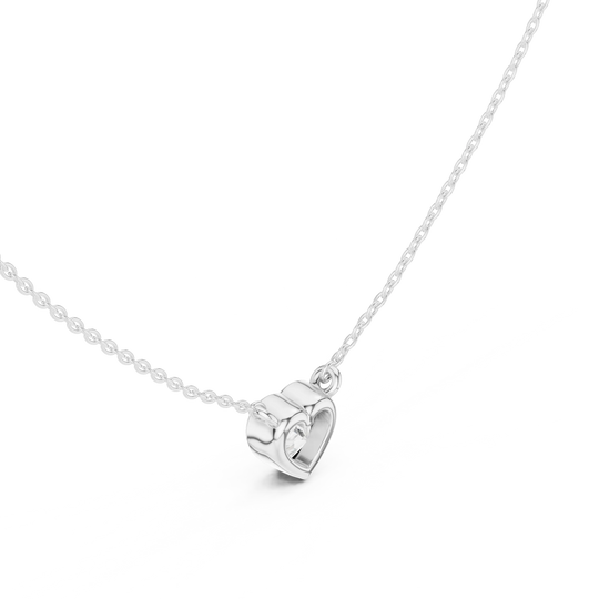 Front-View: Heart Diamond Necklace with Pendant Setting in 925 Silver - Lab Grown - Driona Jewels
