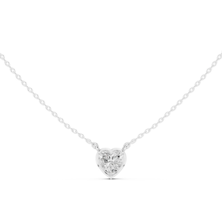 Front-view: Heart Diamond Necklace with Pendant Setting in 14k White Gold - Lab Grown - Driona Jewels
