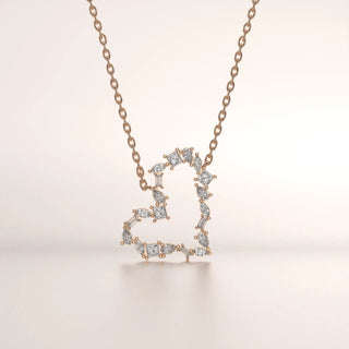 necklace heart diamond rose gold front