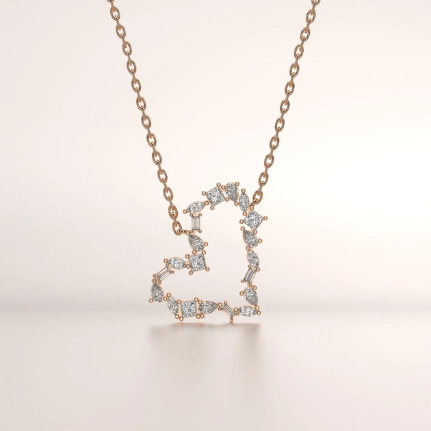 necklace heart diamond rose gold front