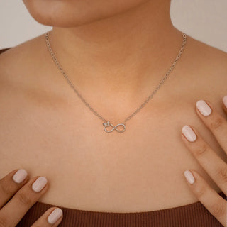 necklace infinity diamond metal base front