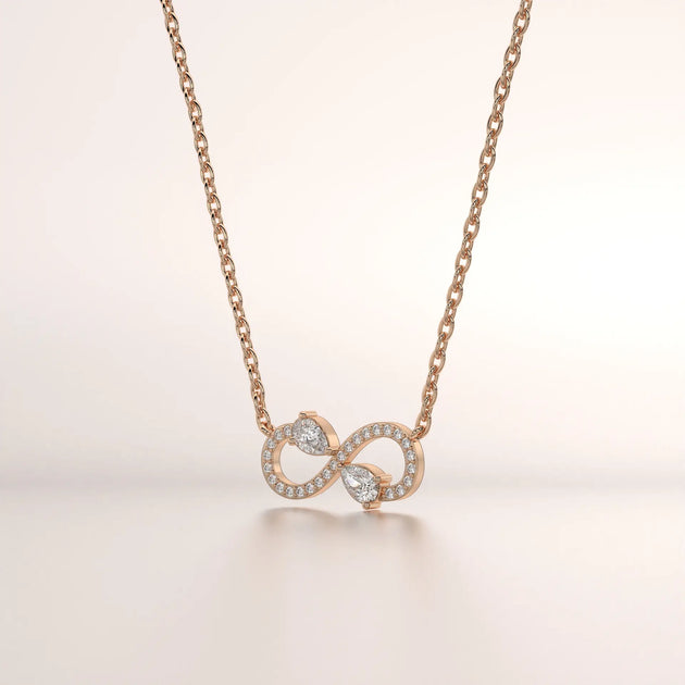 necklace infinity diamond rose gold 14k front