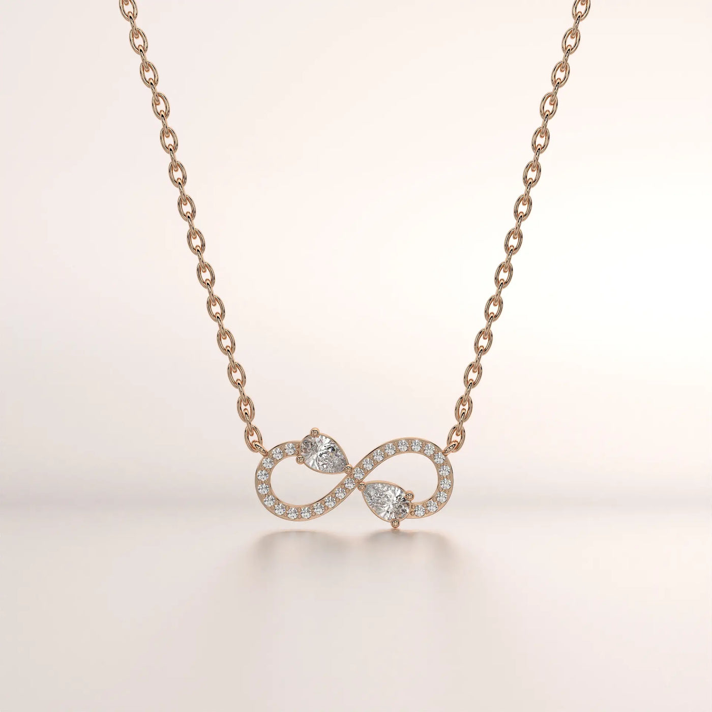 necklace infinity diamond rose gold front