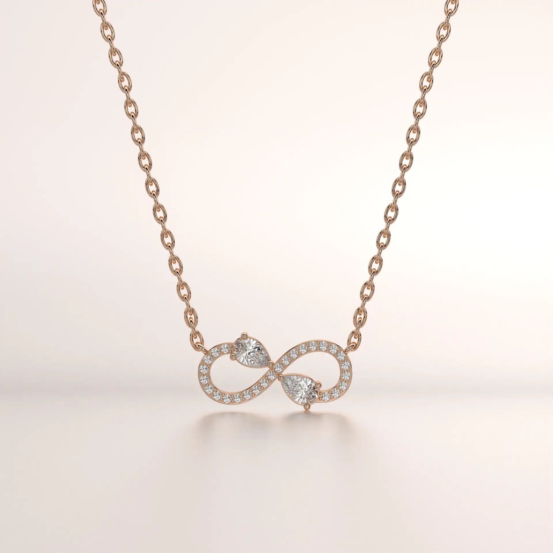 necklace infinity diamond rose gold front