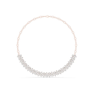 Front View: Marquise Diamond Necklace with Bezel Setting in 14k Rose Gold - Lab Grown - Driona Jewels