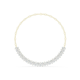 Front-view: Marquise Diamond Necklace with Bezel Setting in 14k Yellow Gold - Lab Grown - Driona Jewels