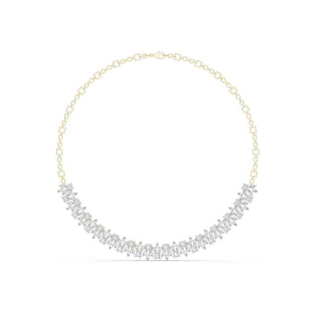 Front-view: Marquise Diamond Necklace with Bezel Setting in 14k Yellow Gold - Lab Grown - Driona Jewels
